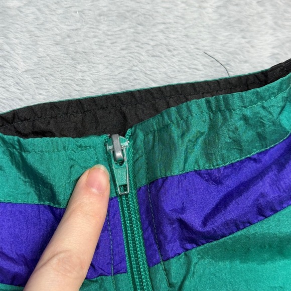 Vintage Windbreaker Jacket Women Medium Green Purple Yellow Cougar Sport 90s - Picture 5 of 12